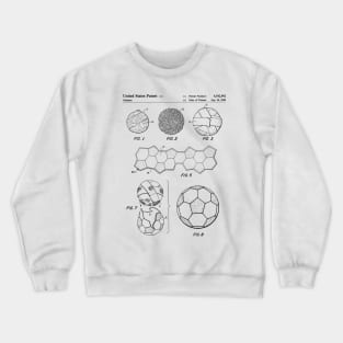 Soccer Ball Patent - Football Art - Black And White Crewneck Sweatshirt